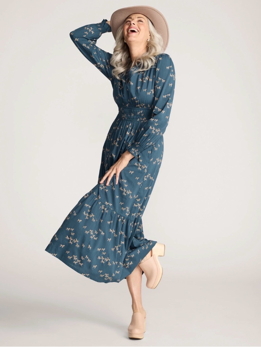 NWT Pendleton ZOE Dress in Teal Wild Horses Midi dress 53% cotton 47% viscose